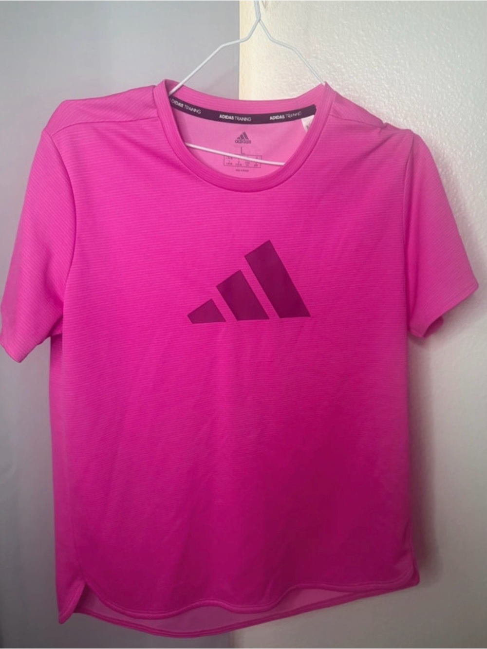 adidas Bright Pink Short Sleeve Logo Tee